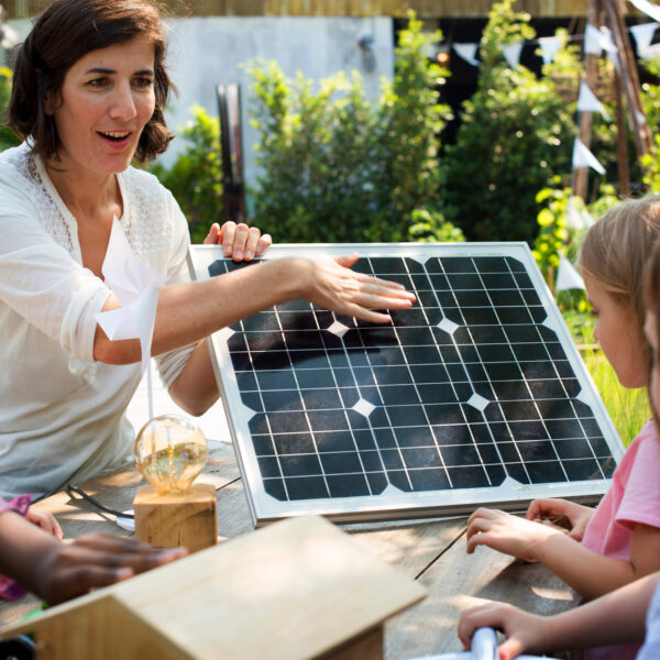 Missouri Department of Conservation photo of students learning about solar panels