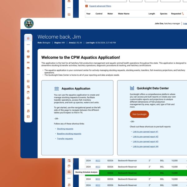 Colorado Fisheries Application layouts